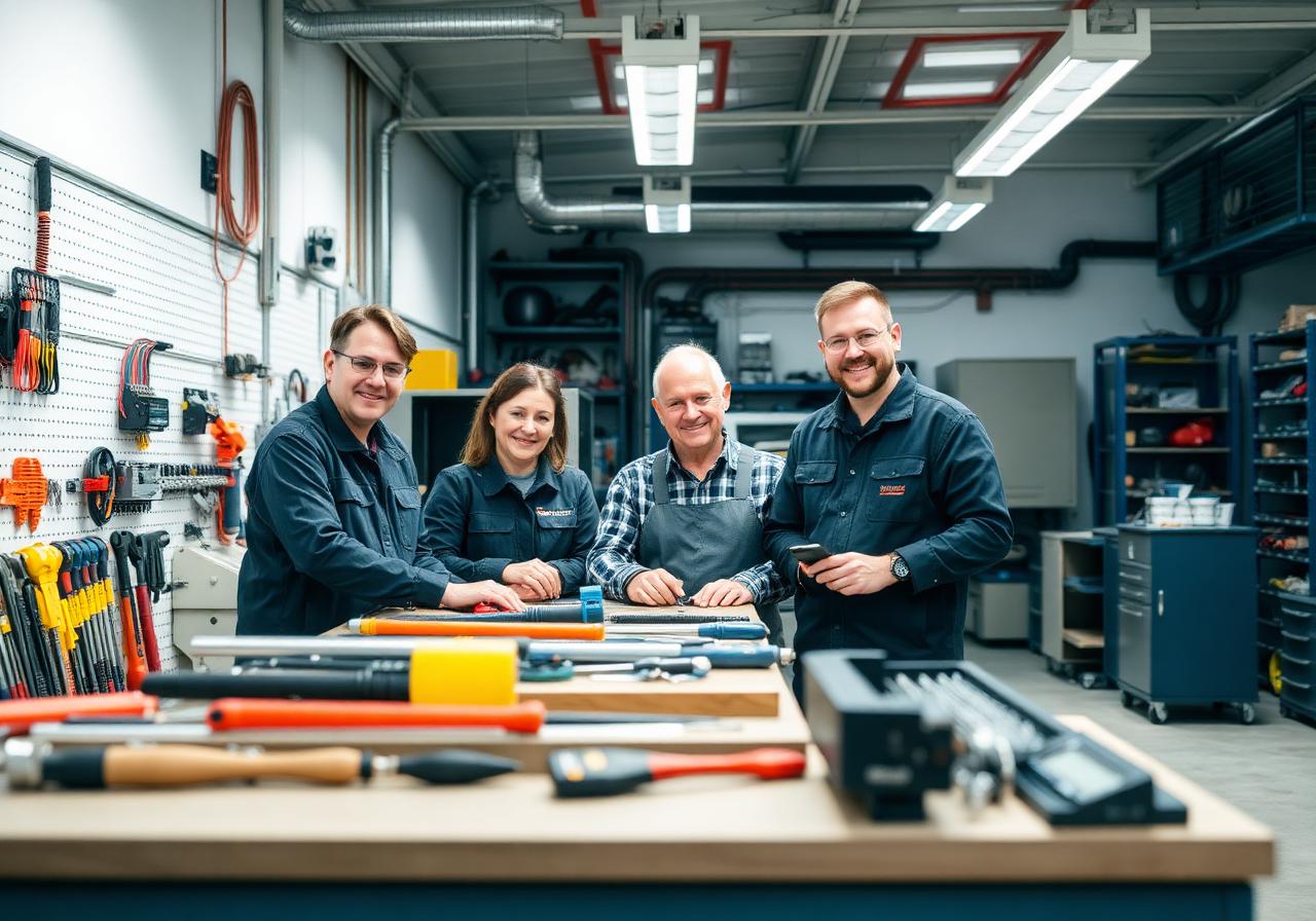 Team in der Werkstatt